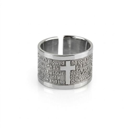 925 Sterling Silver Adjustable Ring Engraved with The Lord's Prayer