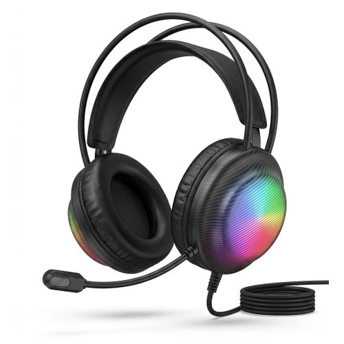 X29 Wired Gaming Headset with RGB Lighting & Noise Cancelling Mic, Over-Ear Stereo Headphones 50mm Drivers, Black