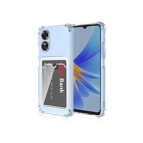 جراب شفاف بزوايا مضادة للصدمات مع حامل كروت لهاتف - شفاف Honor X7