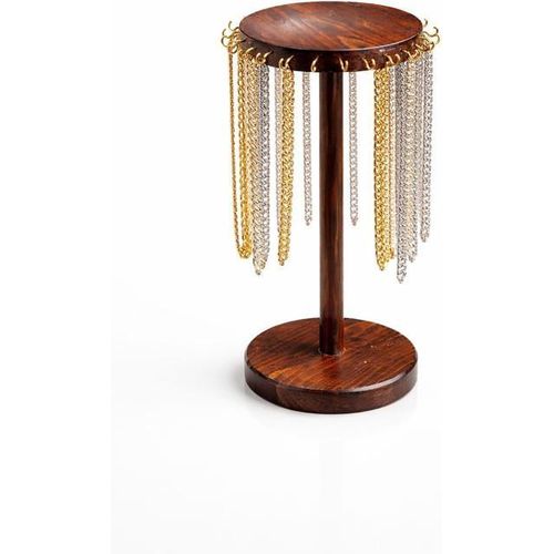 Rotating Wooden Accessories Display Stand – Elegant Organizer for Chains & Bracelets