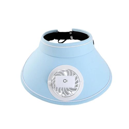 USB Sun Visor Hat with Cooling Fan-Baby Blue