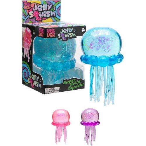 NeeDoh Jelly Squish Toy – Jellyfish-Shaped Sensory Squeeze Ball with Glitter – Anti-Stress Fijit Toy for Kids 3+ Years and Adults – Portable Compact Size 3.25 Inch – Assorted Random Colors