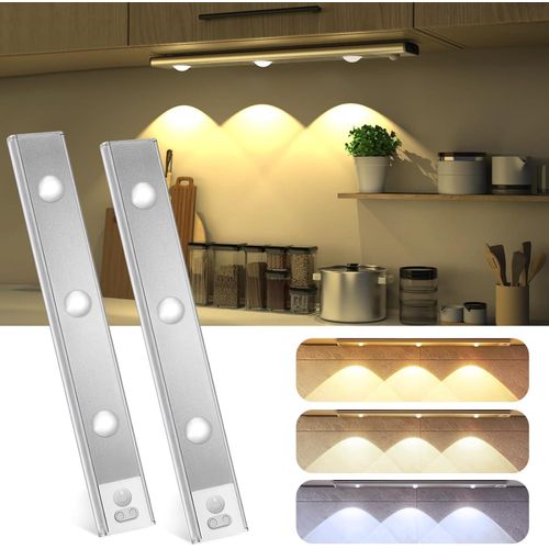 Under Cabinet Light LED Motion Sensor Closet Light,2 Pack Dimmable Battery Powered Operated Under Counter Lights Rechargeable for Kitchen, Wireless Pantry Light