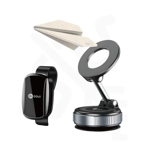 GOJI 3in1 Car Kit Magsafe Holder Suction Cup Phone Mount Adjustable Swivel Lock, for Your Car/Gym/Mirror - Black