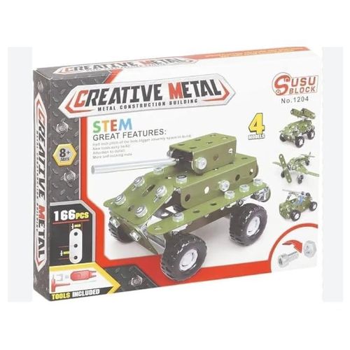 Model building sets, metal military toy model set, 4-in-1 building sets for boys