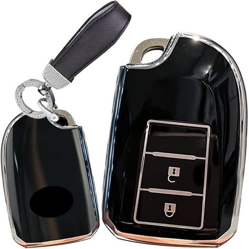 TPU Car Key Case Compatible with Toyota Yaris Vios Sienta Hiace, Soft Flexible Key Fob Protector with Keychain, Blue-Gray, Full Coverage Shockproof Anti-Scratch