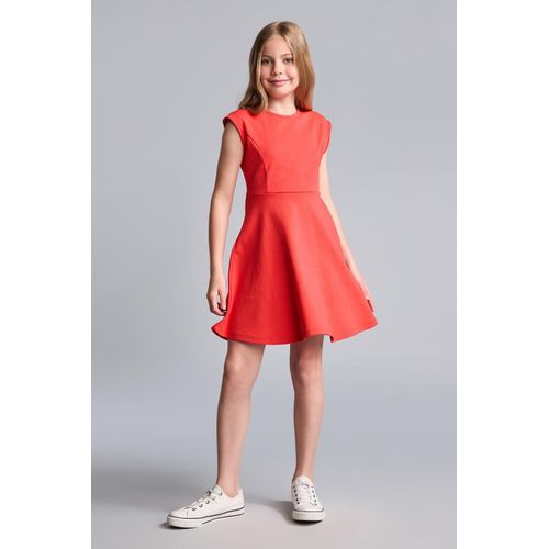 Girl Red Half Sleeves Dress