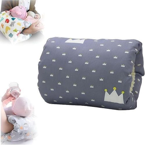 Small Nursing Pillow, Cotton Crowns Grey Nursing Pillow, Suitable for Breastfeeding and Bottle Feeding, Lightweight for Indoor and Outdoor Use