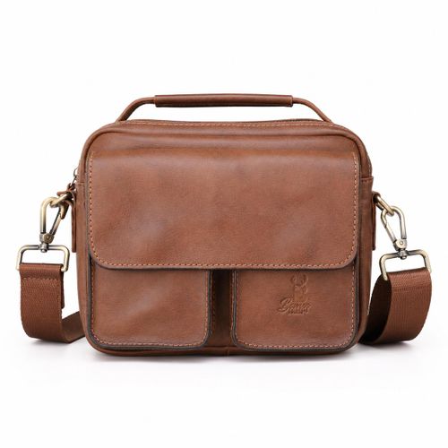 Genuine Leather Crossbody Bag – 4 Pockets, Velvet Lining, Durable Metal Zippers