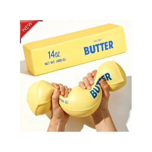 Realistic Stick of Butter Squishy Toy – 14oz (400g) Slow-Rise Salted Butter Stress Reliever Soft TPR Squeeze Sensory Fidget Toy for Kids & Adults Funny Gag Gift & Decompression Office Desk Accessory Perfect Birthday & Eid Gift