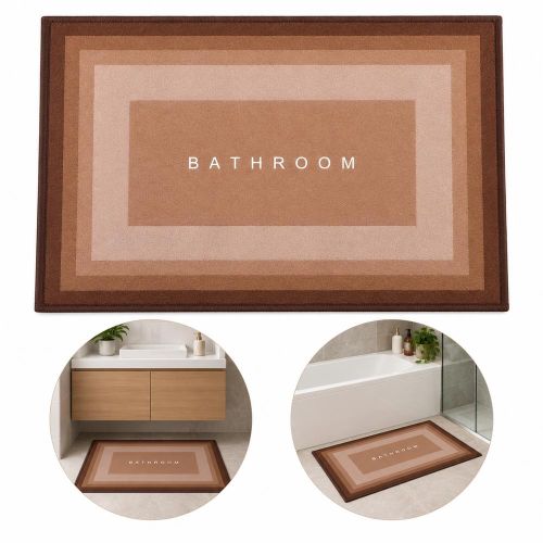 Rectangular Bathroom Mat with Modern Design Brown - 3-30