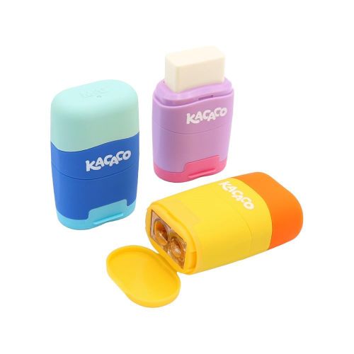 Chenguang KACACO 2-in-1 Pencil Sharpener & Eraser – Dual-Hole Sharpener with Built-in Eraser, Portable School Stationery - 1pcs - No: APS912J2