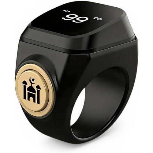 Smart Tasbih and Zikr Ring with Digital Azan Alarm for Muslims - color may vary - Support Phone APP and Digital Counter Prayer Reminder Waterproof Four Digits Finger Counter for Daily Zikr Tasbih Built-in USB Charging