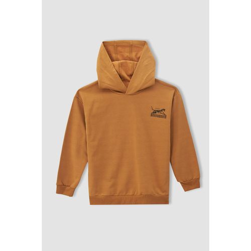 Oversize Fit Hooded Sweatshirt - Camel