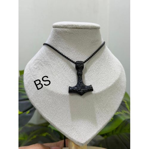 Men's Vintage Stainless Steel Viking Hammer Chain Necklace - 60cm