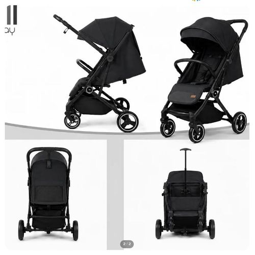 Barbie Travel Stroller – One-Hand Fold & Trolley Luggage Handle - Black