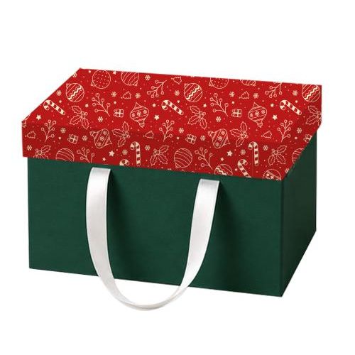 Christmas Gift Box Green Storage Container and Red Holiday Theme Wrapping Box