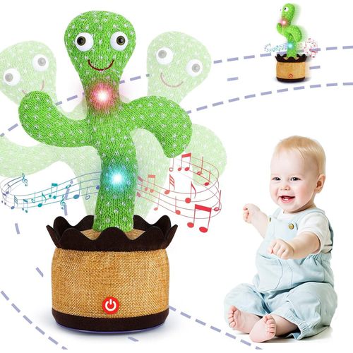 Dancing Cactus Baby Toys Crawling Singing Recording Talking Cactus Toy Repeats What You Say Electric Musical Plush Toys with Lights 120 Songs Boy Girl Kids Gifts (Classic Edition)