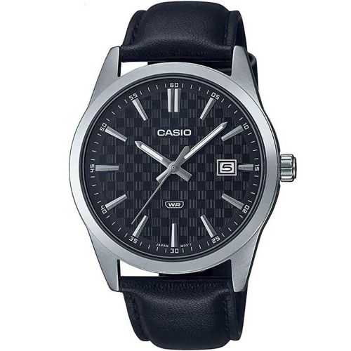 MTP-VD03L-1A Black Analog Leather Men Casual Watch