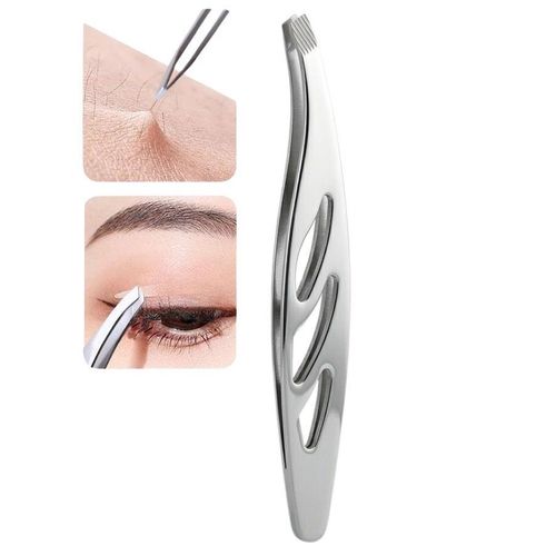 Premium Slant-Tip Stainless Steel Precision Tweezers for Eyebrows, Facial Hair & Eyelash Application â Gold-Plated Body with Non-Slip Grip, Professional Grooming & Beauty Tool for Precision Plucking and Cosmetic Use