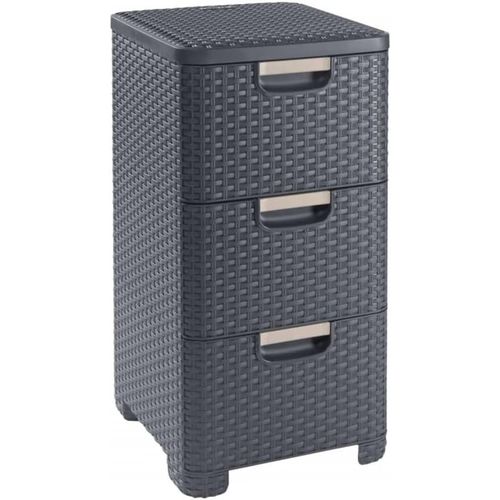 Desk Tower with 3 Drawers of 14 L, Style – Practical Storage Tower for Tools, Laundry, Papers and Others-3 x 14L – 38 x 33 x 60 cm – Anthracite
