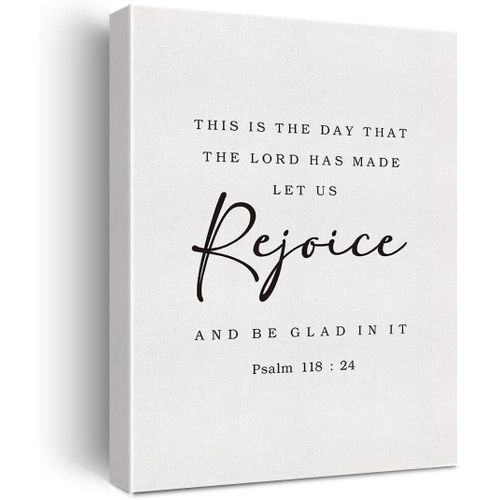 Xiolcxdr Psalm 118 : 24 Bible Verse Canvas Print Decor This is the Day That the Lord Has Made Let us Rejoice Wall Painting Posters Modern Home Office Artwork Decoration 12 X15 Inch (Framed)
