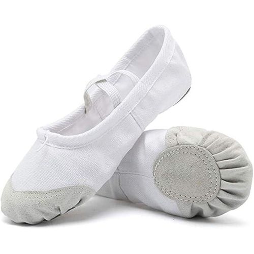 Canvas ballerina flats with flat leather soles for dancing, yoga ballet for young children, for girls (multicolored)