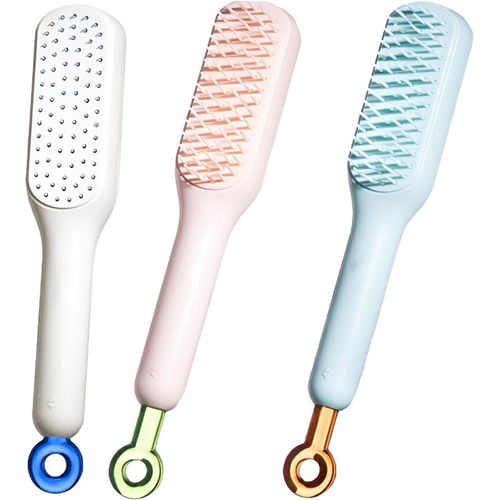 Massage Hair Comb with Self-Cleaning Feature – Anti-Static Scalp Massaging Hairbrush for Women, Detangles and Reduces Hair Breakage