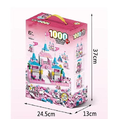 6-in-1 Disney Castle Building Blocks Set, Princess Castle Building Toys, Pink Palace Toy Set, Pink Princess Castle Building Blocks Set, Ideal Gifts for Kids Age 6+ Year Old (1000 PCS)