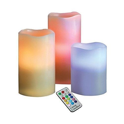 Set Simulation Candles Flameless Candles 12 Color Changing with Remote Control -3 Candles