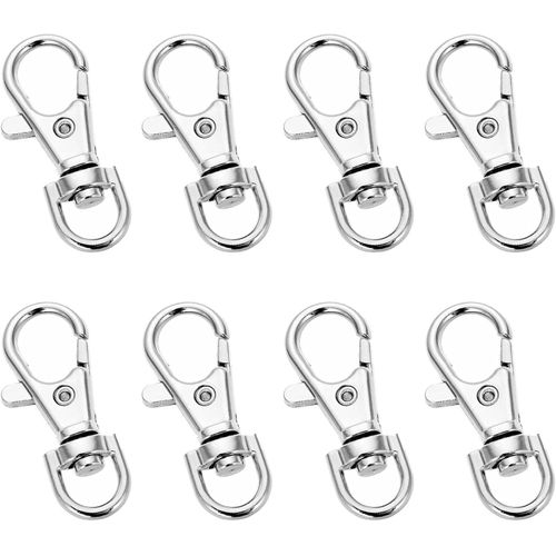 8 Pieces Metal Swivel Trigger Snap Lobster Claw Clasps, Durable Flexible Key Chain Hooks with D Ring