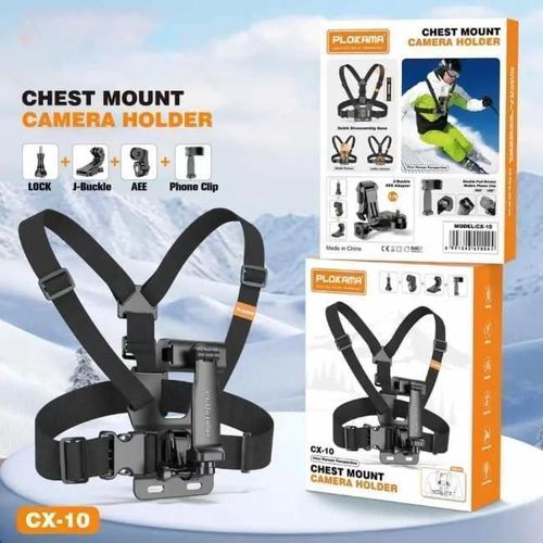 CX-10 Chest Camera Mount, 180-degree adjustable, suitable for action cameras and mobile phones.