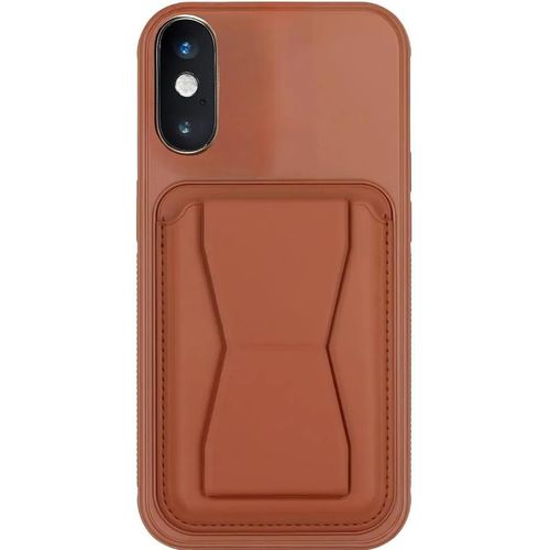 Wallet case with shock-resistant TPU frame leather and card holder for easy storage, compatible with iPhone X/Xs
