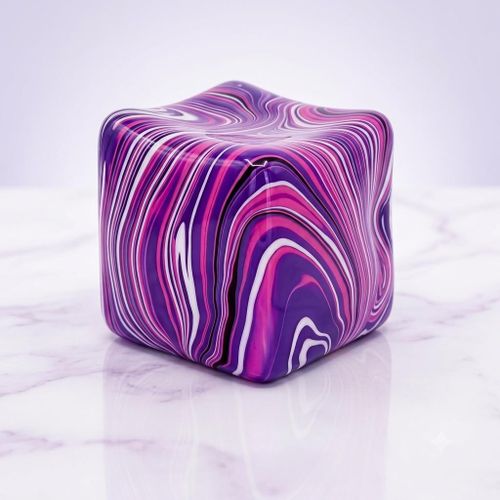 Luminous Nebula Flow Sculpture: Fluid Marble Art Desk Ornament