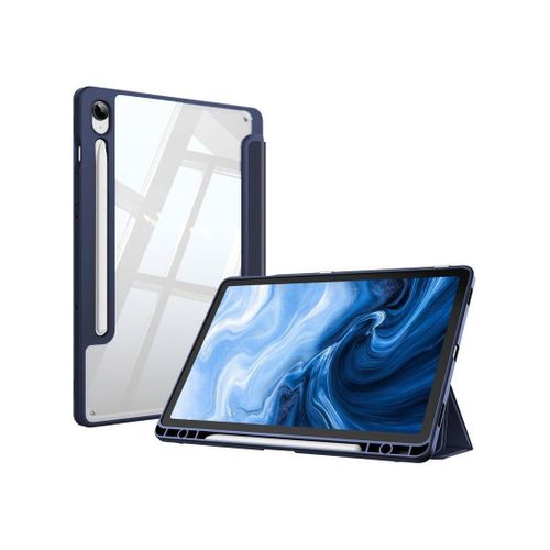 Case for Galaxy Tab S10 Lite/S10 FE/S9 FE/S9, Samsung Galaxy Tab S10 Lite/S10 FE/S9 case, 10.9-inch tablet case, tri-fold stand with pen holder, flexible transparent back cover with auto sleep function, blue