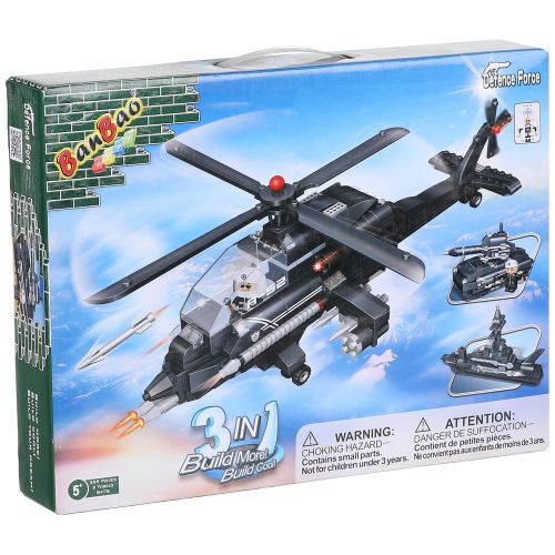 Defence Force 3 in 1 Military Building Blocks Set with Helicopter Tank and Warship - 8478