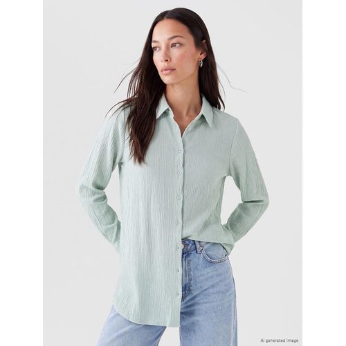 Seersucker Fabric Regular Fit Women's Shirt Tunic