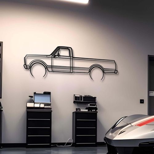 Giftaty Trucks Vehicle Silhouette Wall Art – Automotive Decor for Garage, Man Cave, Office & Home – Wall art, office, home, room creative decor, framed posters (1969 C20 Pickup, M)