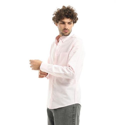 Powder Pink Long Sleeves Linen Casual Shirt