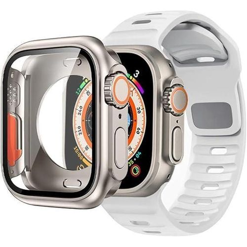 Comfort Silicone Sport Band with Ultra Conversion Case Compatible with Apple Watch Series 7/8/9 45mm, Full Protection, Precise Fit Easy Installation to Keep Your Watch
