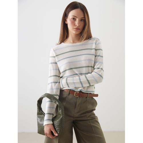 Crew Neck Striped Women's Knitwear Sweater