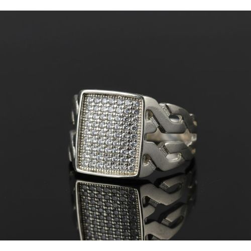 Sterling Silver Men's CZ Stone Ring