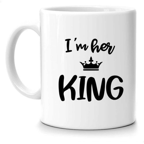 Printed Mug - Her King - Black/White