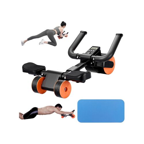 Advanced Ab Wheel with Elbow Support and Auto Rebound - Core Ab Trainer with Digital Timer and Phone Holder - Multicolor