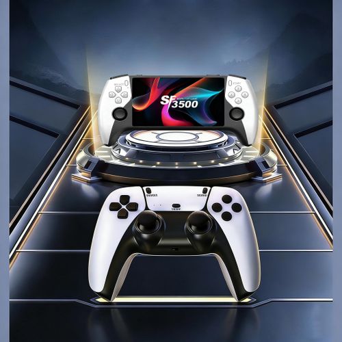 SF3500Pro Retro Handheld Game Console – 20,000+ Built-in Games – 5-Inch IPS HD Screen – Dual-Core Processor – 64GB Memory Card – 3000mAh Battery – TV Connection Cable – Wireless PS5-Inspired Gamepad