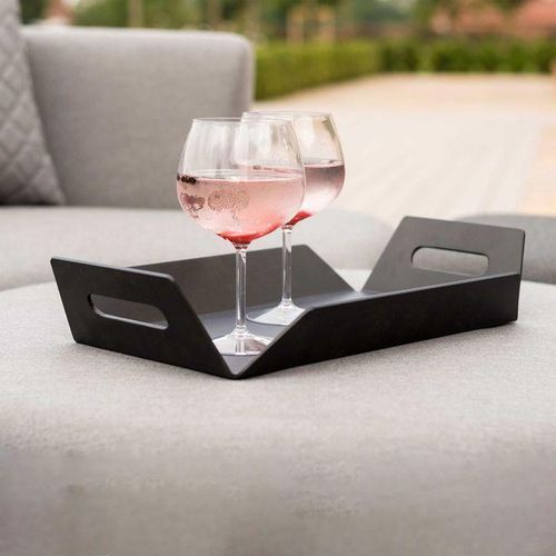 Modern metal serving tray with a luxurious geometric design, perfect for decorating and organizing your table or coffee corner. Features a scratch-resistant matte finish and is ideal for serving drinks and desserts. Dimensions: 29 x 38 x 6 cm