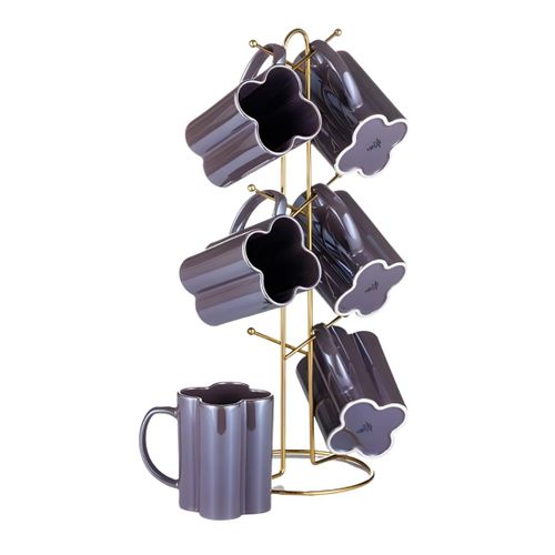 Lotus Porcelain Tea Mug Set Luster 6pcs + stand, made of high quality materials