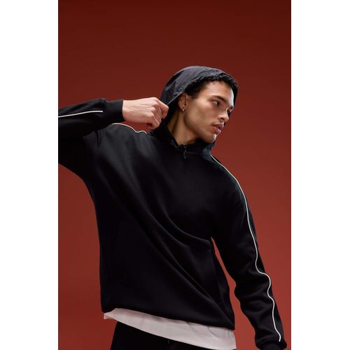 Boxy Fit Long Sleeve Printed Hooded Sweatshirt