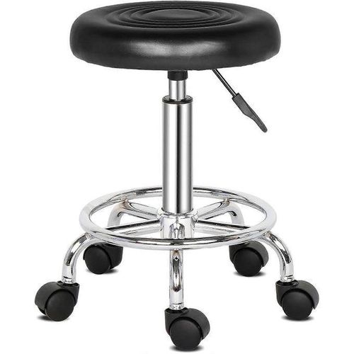 Furniture – Height-adjustable chair (17 to 22 inches) with shock-absorbing black nylon casters – Black chair suitable for doctor's office, general office, café, or bar – Single unit.