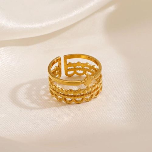 Women's Adjustable Free Size Ring - Elegant Open Band Fashion Accessory - Gold-Tone